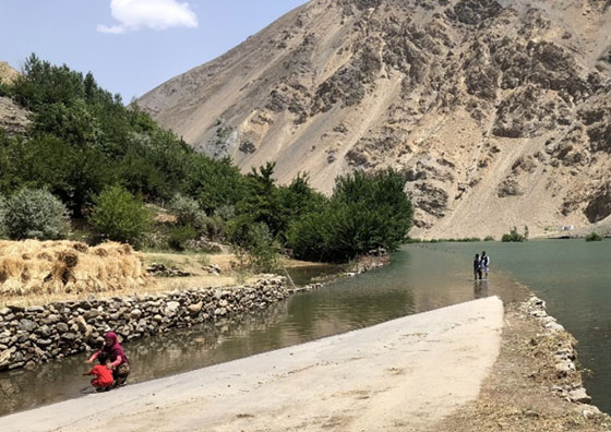 The lake formation due to debris from the flood