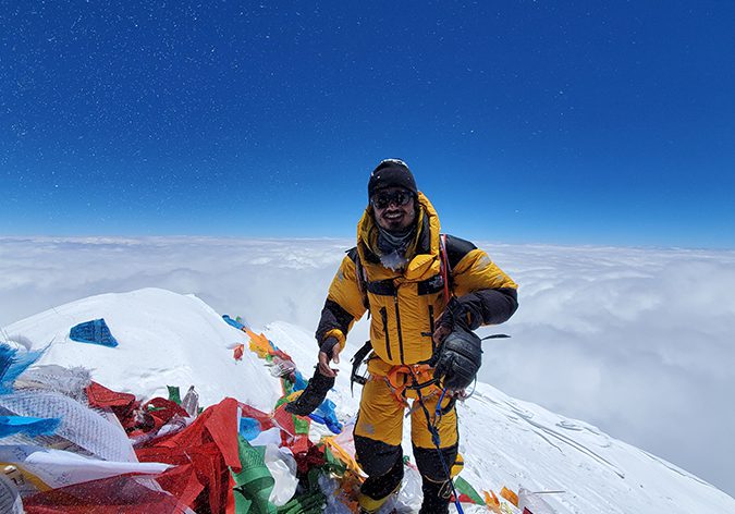 Arbindra Khadka at the summit