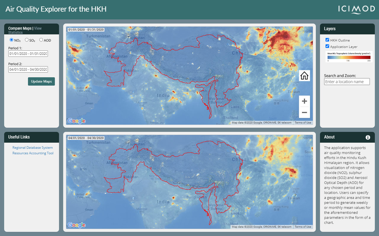 ICIMOD’s Air Quality Explorer for the HKH application