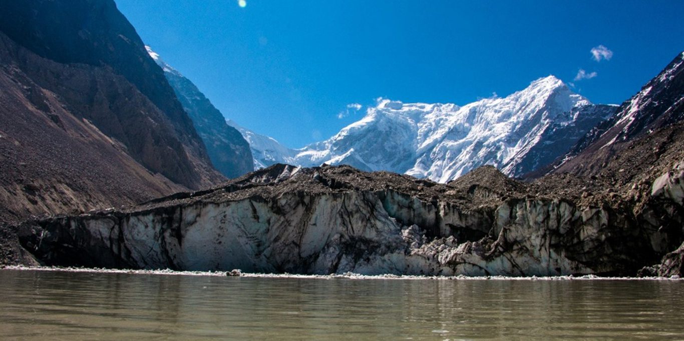 Takarding Glacier calving into Tsho Rolpa glacial lake