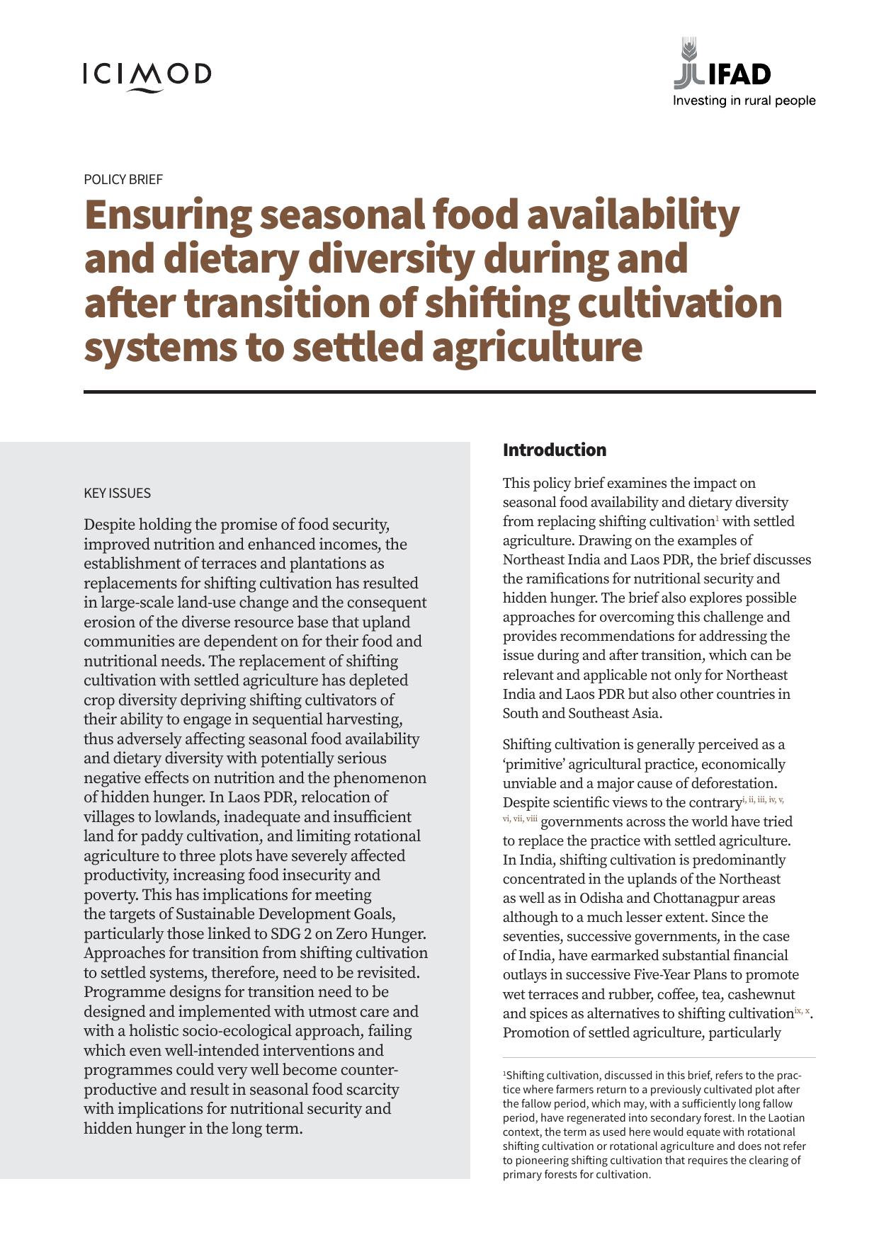Ensuring seasonal food availability