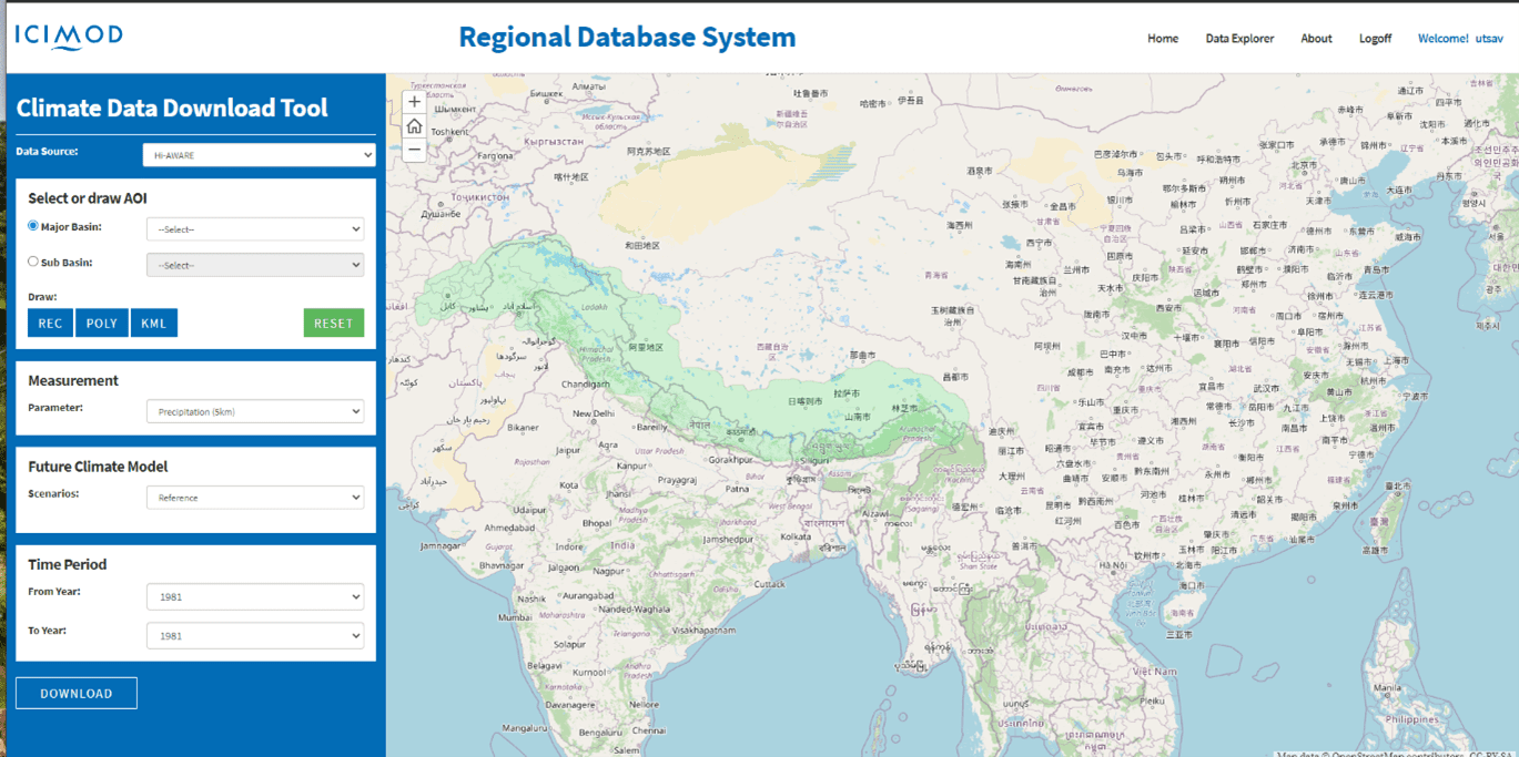 ICIMOD's Climate Data Download Tool