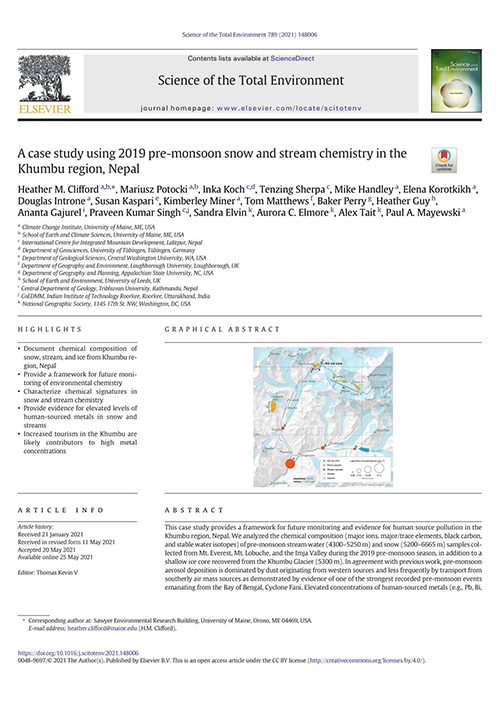 pre-monsoon snow and stream chemistry