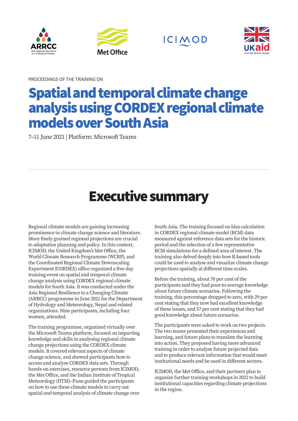 Regional climate change projections
