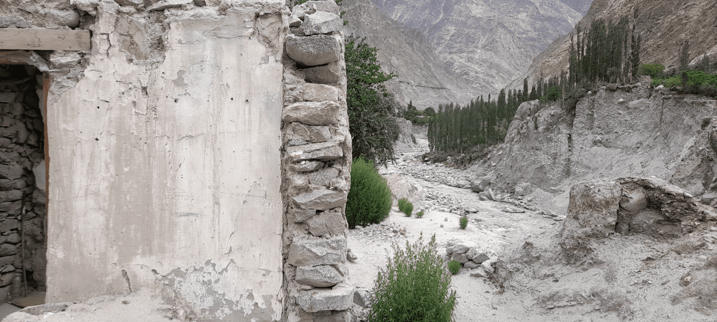 Part of a house damaged by the GLOF