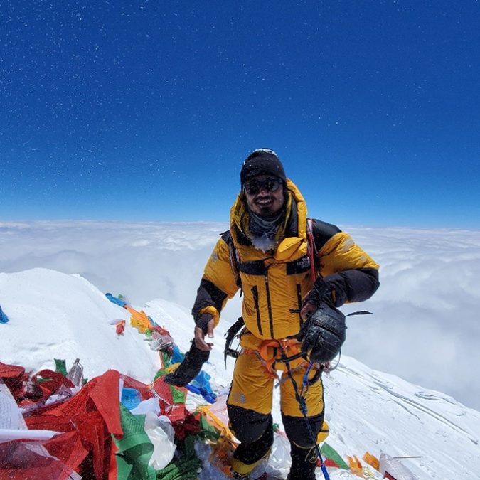 Arbindra Khadka at the summit