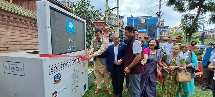 Inauguration of the algae bioreactor by the mayor of Lalitpur Municipality, Nepal