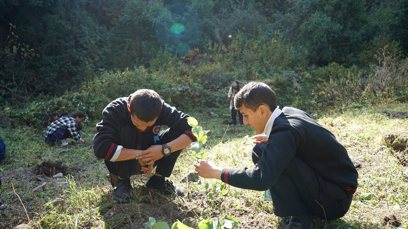 Schoolchildren from the Himalayan valley of Langtang take in the changing world